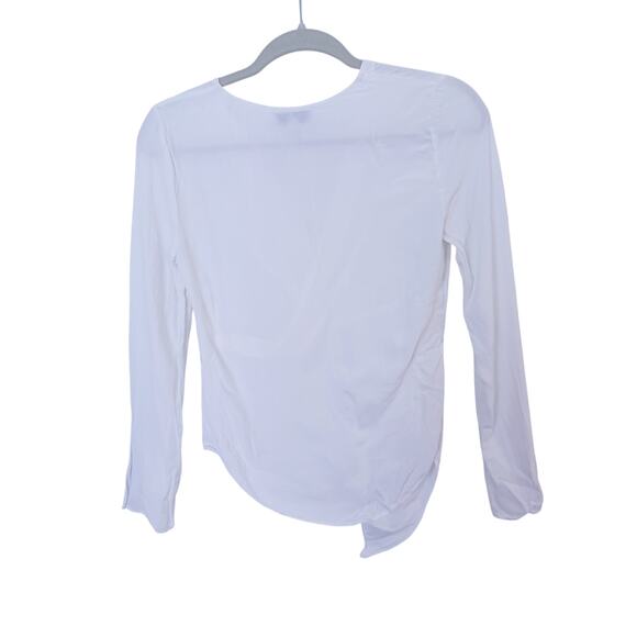 Habitual White Cortland Asymmetric-Drape Long-Sleeve Top XS Blouse Quiet Luxury - Picture 4 of 6